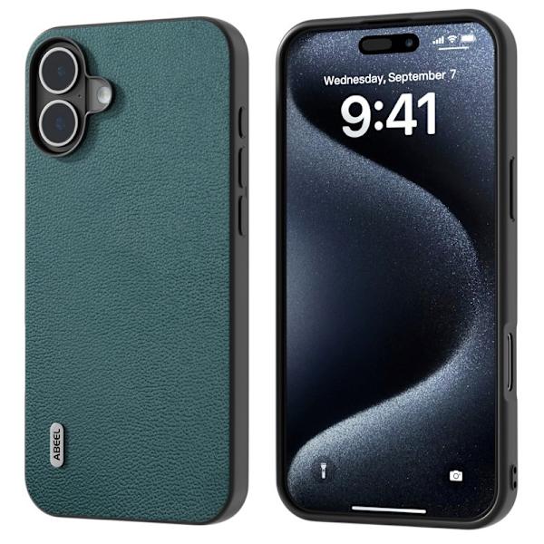 ABEEL Mobilskal till iPhone 16 Plus Äkta Läder PC+TPU - Grön