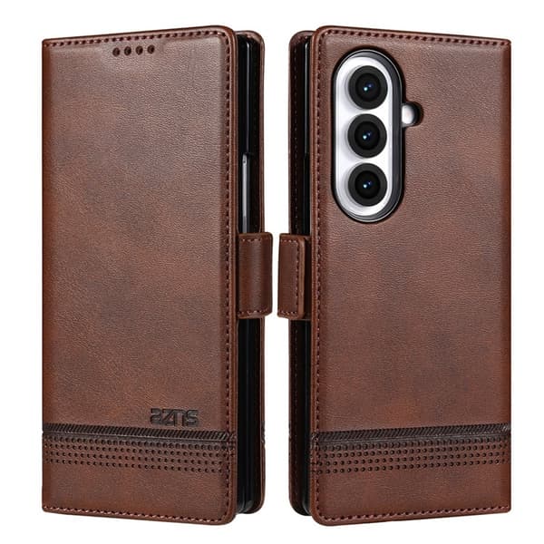 AZNS Galaxy Z Fold 7 Plånboksfodral Cowhide Läder - Coffee Brun