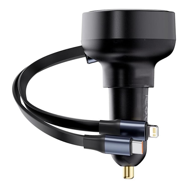 Baseus Enjoyment USB-C Billaddare med USB-C/Lightning 60W kabel - Svart Svart