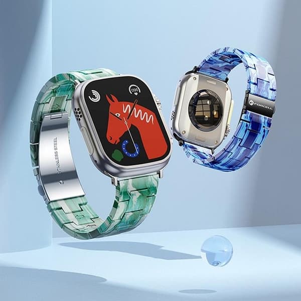 Forcell Apple Watch (42/44/45/49mm) Armband Marble Resin - Blå Blå