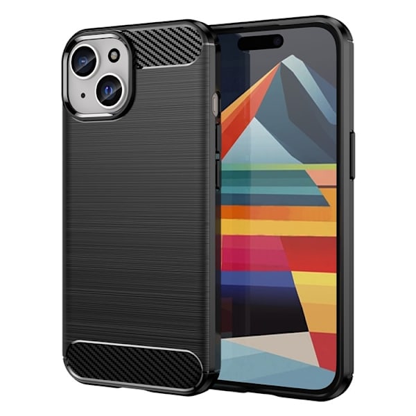 iPhone 15 Plus Mobilskal Carbon Fiber Brushed - Svart Svart