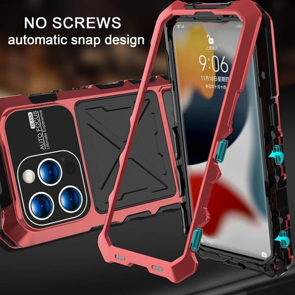 R-JUST Mobilskal till iPhone 15 Pro Max Silikon+Metall Anti-drop Röd