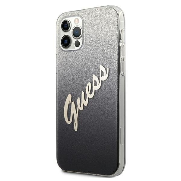 Guess Skal iPhone 12 & 12 Pro Glitter Gradient Script - Svart Svart
