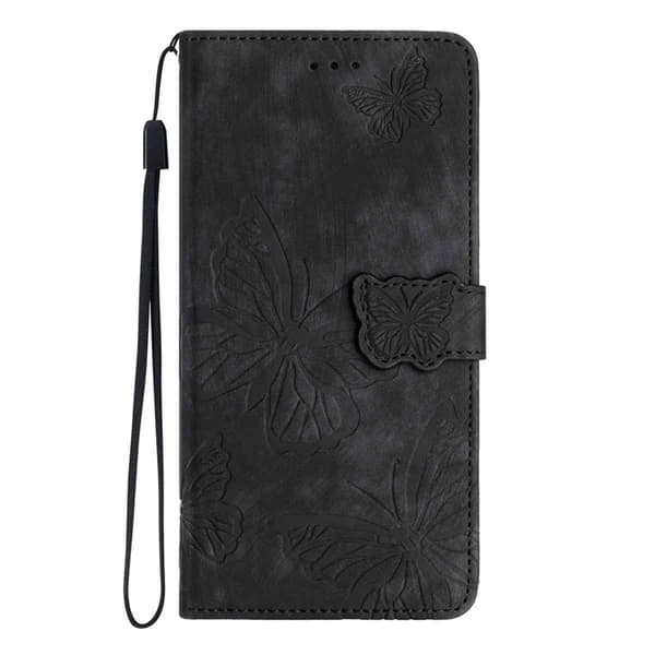 OnePlus 15 5G Konstläder Plånboksfodral Butterfly Skin-Touch Svart