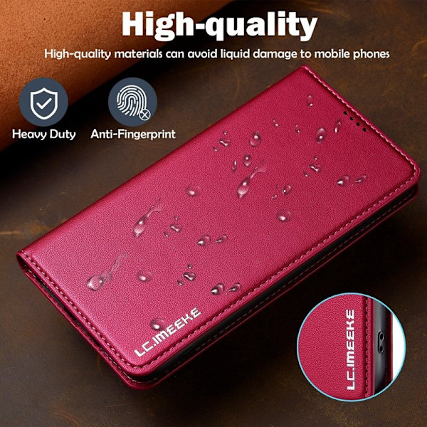 LC.IMEEKE L1 Series iPhone 8 Plus Plånboksfodral Konstläder - Röd