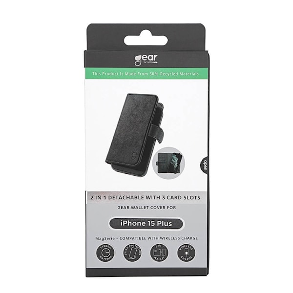 Gear iPhone 15 Plus Plånboksfodral Magsafe - Svart Svart