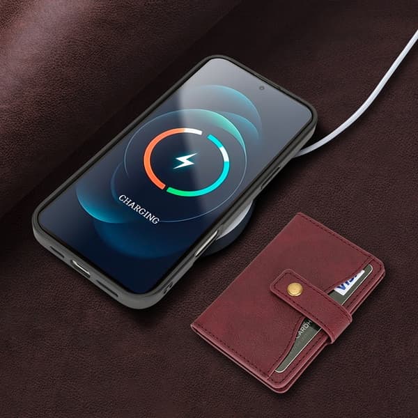 Mobilskal till iPhone 16 Pro Max MagSafe Detachable Korthållare Röd