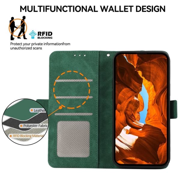 ABEEL Xiaomi 17 Plånboksfodral Konstläder Folio Ställ RFID Blockering Grön