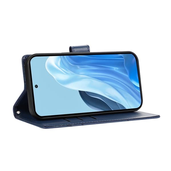 Samsung Galaxy S26 Edge Plånboksfodral Imprint Konstläder med Handledsrem - Blå