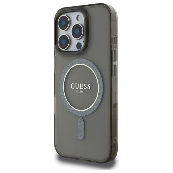 Guess Telefontaske til iPhone 16 Pro Max MagSafe IML Glitter Circle - Sort Black