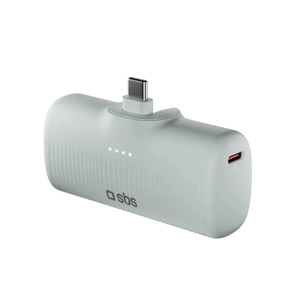SBS Powerbank 5000mAh 10W med USB-C Hamn EcoPower - Grå Grå