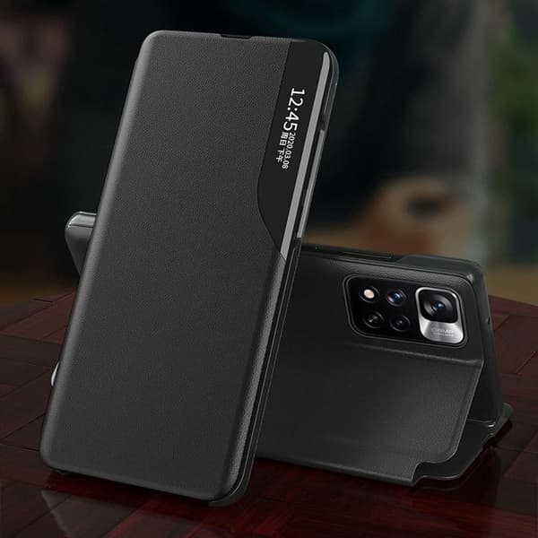 Eco Læder View Cover Xiaomi Poco X4 NFC 5G - Sort Black
