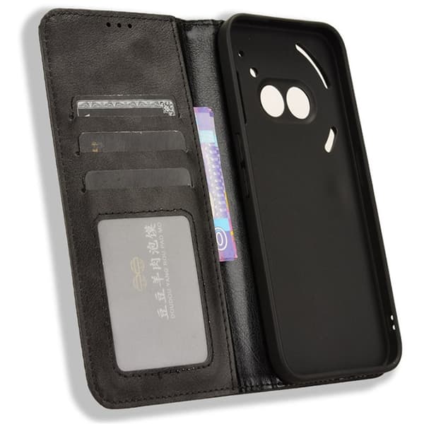 Nothing Phone (2a) Plus Plånboksfodral Retro Kickstand - Svart Svart