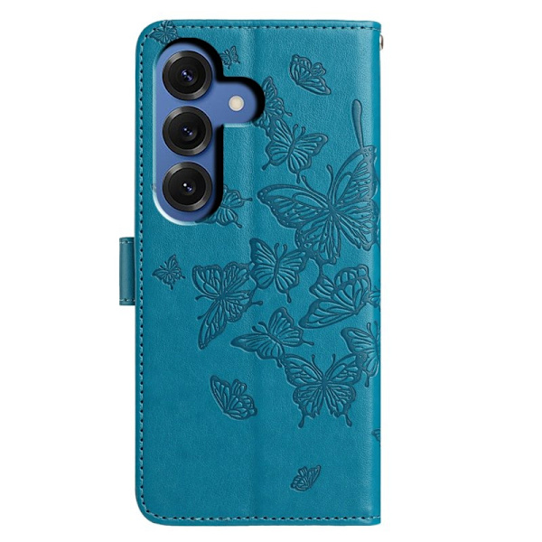 Samsung Galaxy S26 Plus Plånboksfodral Flip Konstläder Med Rem - Blå