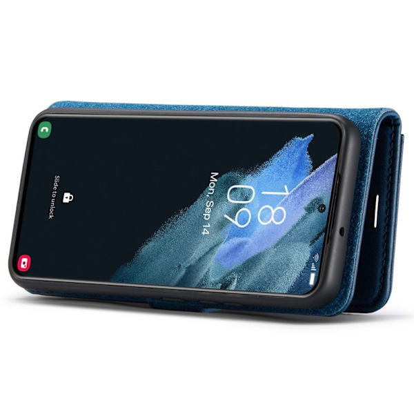 DG.MING Samsung Galaxy S22+ 5G Äkta Läder Plånboksfodral Blå