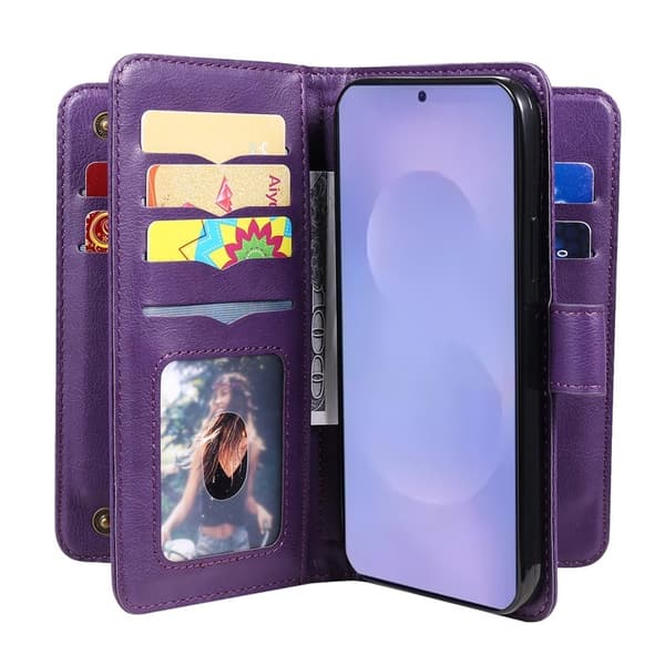 Samsung Galaxy S26 / S26 Pro Plånboksfodral Konstläder Ställ - Lila