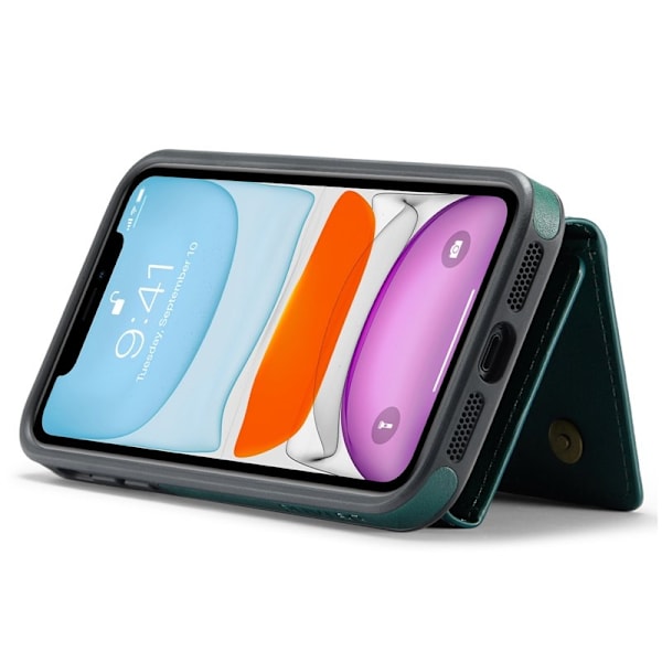 DG.MING iPhone 11 Konstläder Plånboksfodral med kortfickor - Grön