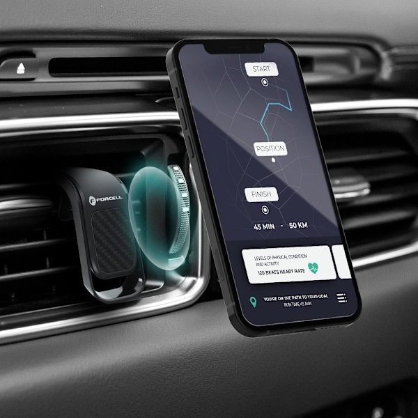 Forcell Magnetisk Mobilhållare B060 För Luftventil F-Grip - Svart Svart