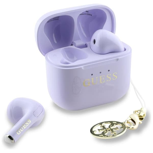 Guess TWS In-Ear Hörlurar Glossy Effect Printed Logo & Charm - Lavendel Lila