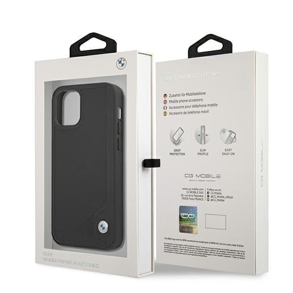 BMW Læder Deboss Skal iPhone 12 mini - Sort Black