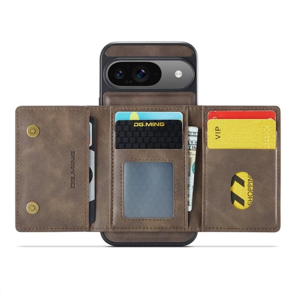 DG.MING M5 Series Mobilskal till Google Pixel 9 Pro Konstläder Magnetisk Brun