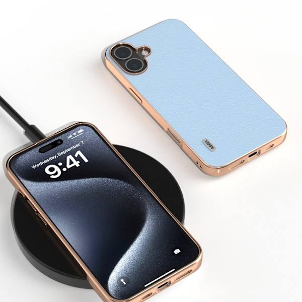 ABEEL Mobilskal till iPhone 16 Plus Electroplating Kantskydd Blå