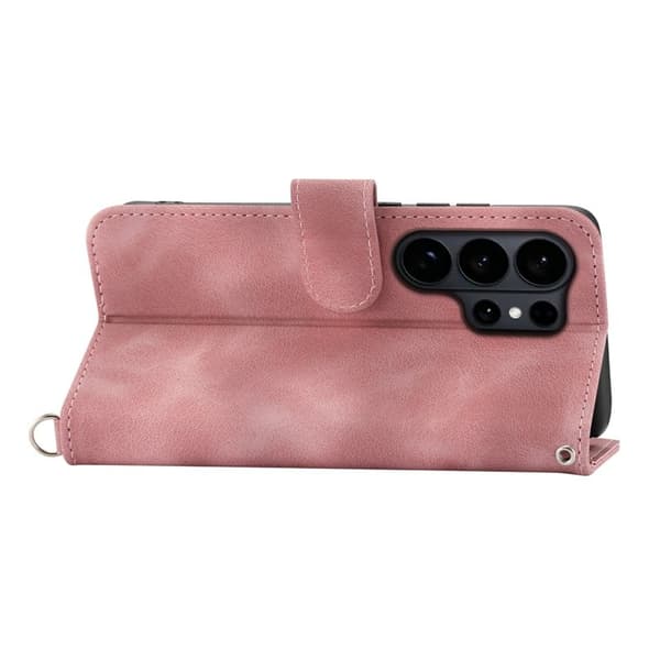 Samsung Galaxy S26 Ultra Plånboksfodral Blommönster Konstläder - Rosa