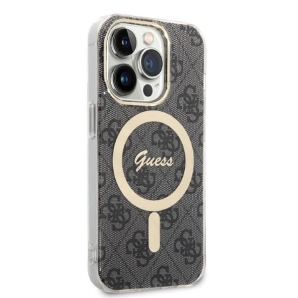 GUESS iPhone 14 Pro Magsafe Skal 4G Print + Trådlös Laddare - Svart Black