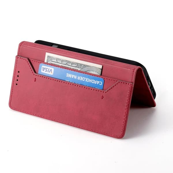 Samsung Galaxy S26+ Plånboksfodral RFID Skydd Konstläder - Röd