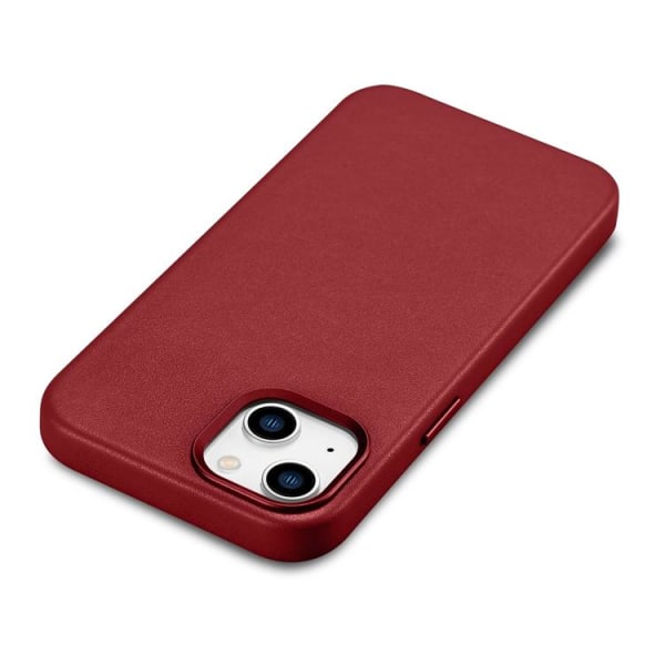 iCarer iPhone 14 Skal MagSafe Äkta Läder - Röd