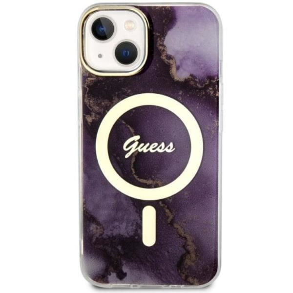 Guess iPhone 14 Mobilskal MagSafe Guld Marble - Lila