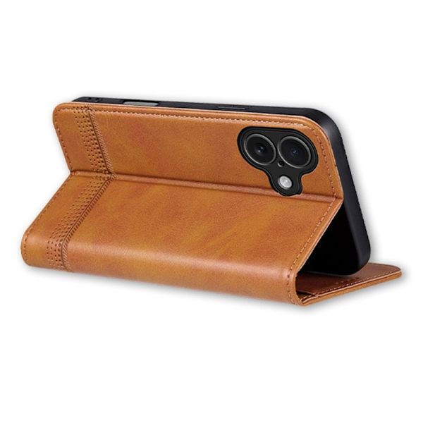 AZNS iPhone 17 Plånboksfodral Konstläder - Brun