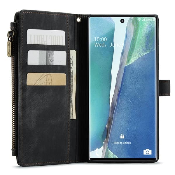CASEME Konstläder Plånboksfodral för Samsung Galaxy Note20 Ultra - Svart