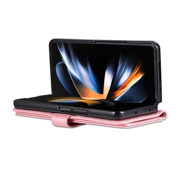 AZNS Samsung Galaxy Z Fold4 Plånboksfodral Konstläder - Roséguld