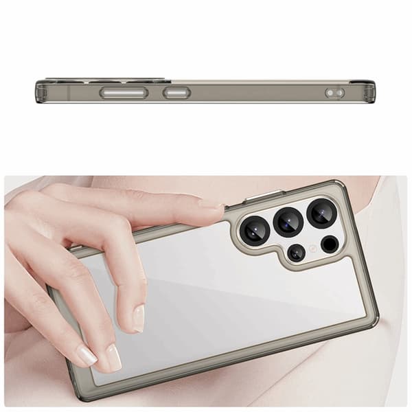 Telefontaske til Galaxy S25 Ultra Outer Space med Ramme - Gennemsigtig/Sort Transparent