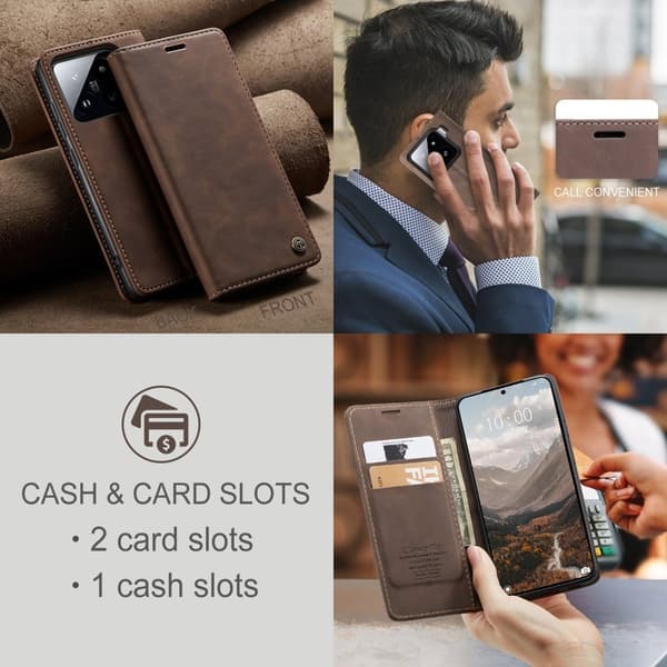 CASEME 013 Plånboksfodral för Xiaomi 15 - KonstLäder - Kaffe
