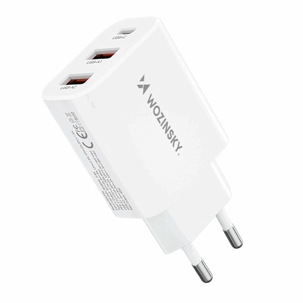 Wozinsky Väggladdare 30W USB-C/2 x USB-A - Vit