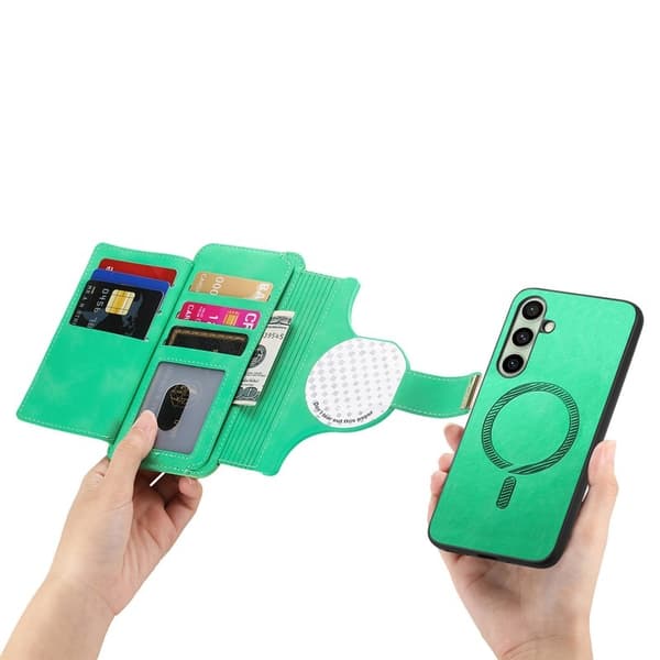 Samsung Galaxy A55 5G Plånboksfodral Konstläder Magnetisk - Grön