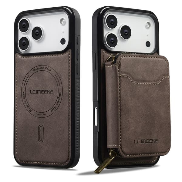 LC.IMEEKE L6 iPhone 17 Pro Plånboksfodral Konstläder - Brun