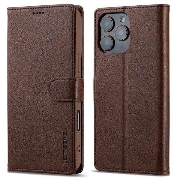 LC.IMEEKE iPhone 16 Pro Max Plånboksfodral Konstläder - Brun