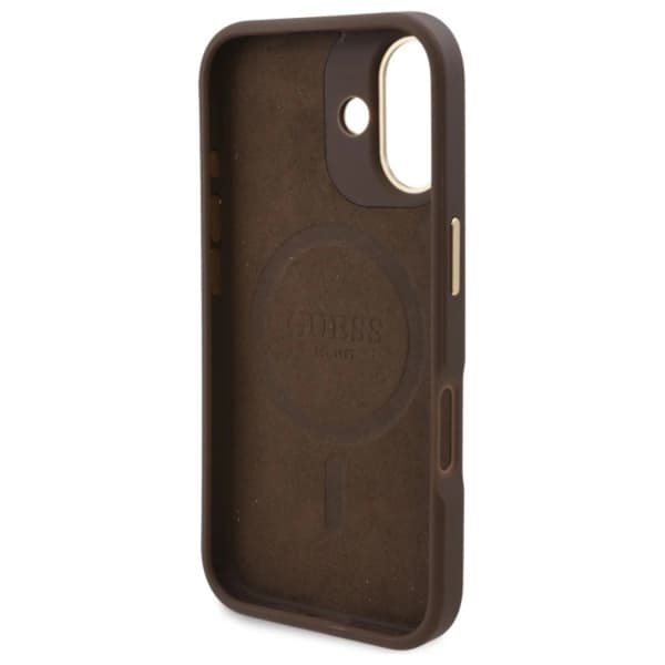 Guess Telefontaske til iPhone 16 Plus MagSafe 4G Logo Plate - Brun Brun