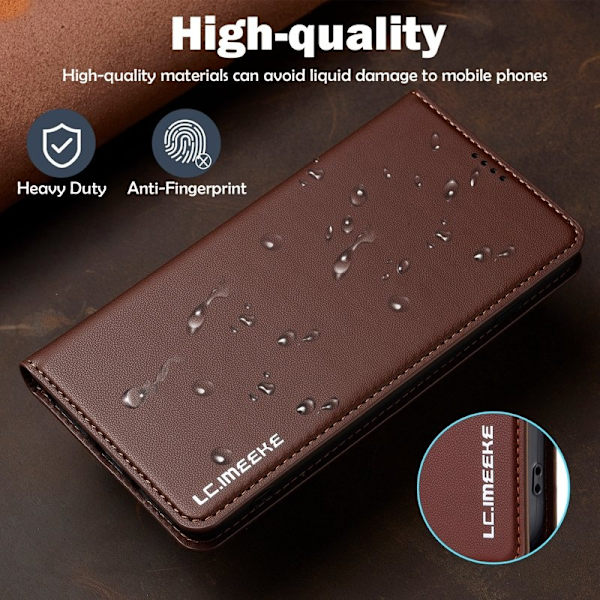 LC.IMEEKE L1 Series iPhone 8 Plus Plånboksfodral Konstläder - Brun