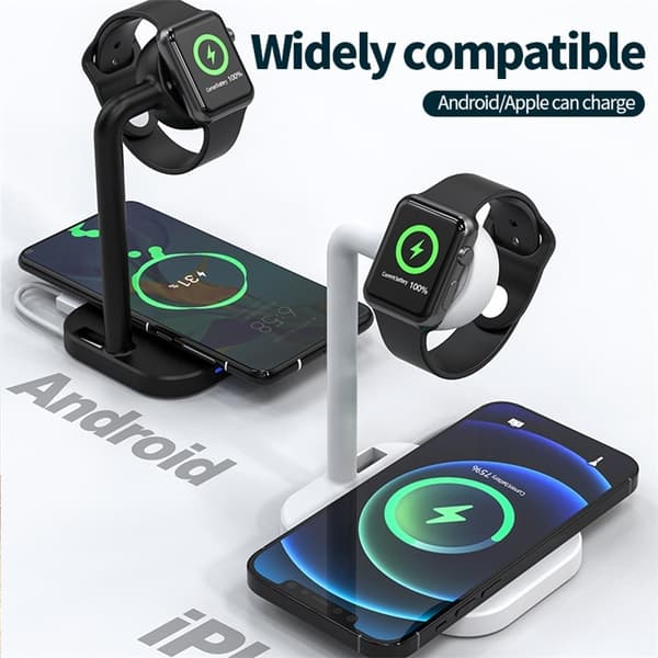 2in1 MagSafe Trådlös Laddare iPhone Apple Watch - Vit Vit