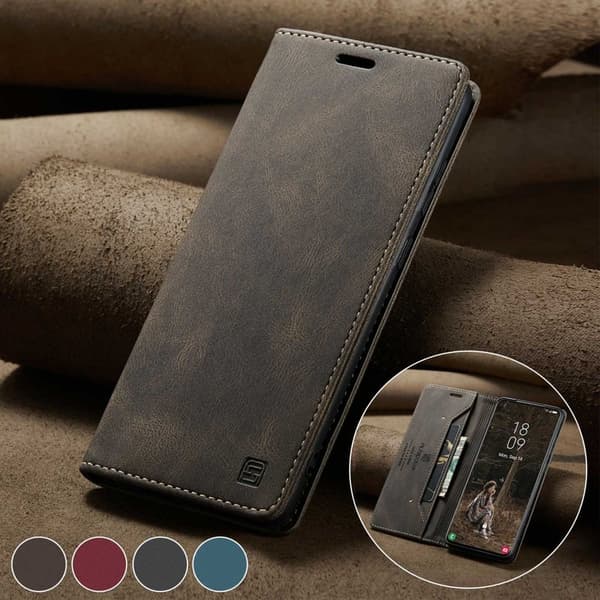 AUTSPACE A01 för Samsung Galaxy S22 5G Plånboksfodral Konstläder - Brun