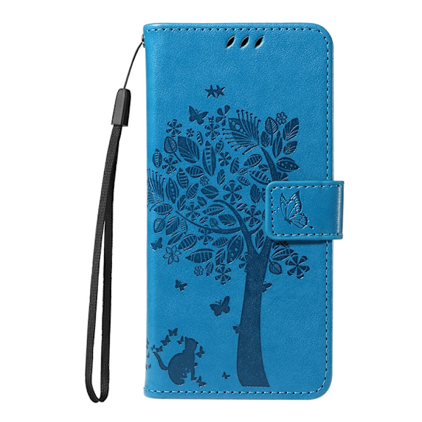 OnePlus 15 5G Plånboksfodral Cat Tree Pattern Konstläder Blå