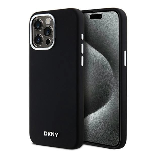 DKNY iPhone 14 Pro Max Mobilskal Magsafe Liquid Silikon Small Metal Logo Svart