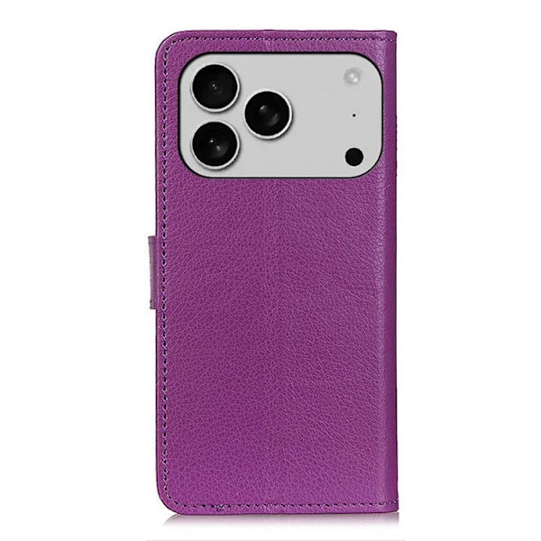 iPhone 17 Pro Max Plånboksfodral Litchi Texture - Lila Lila