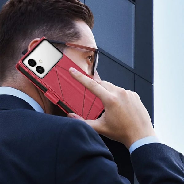 Line Samsung Galaxy S26 Edge Plånboksfodral Imprint Konstläder - Röd