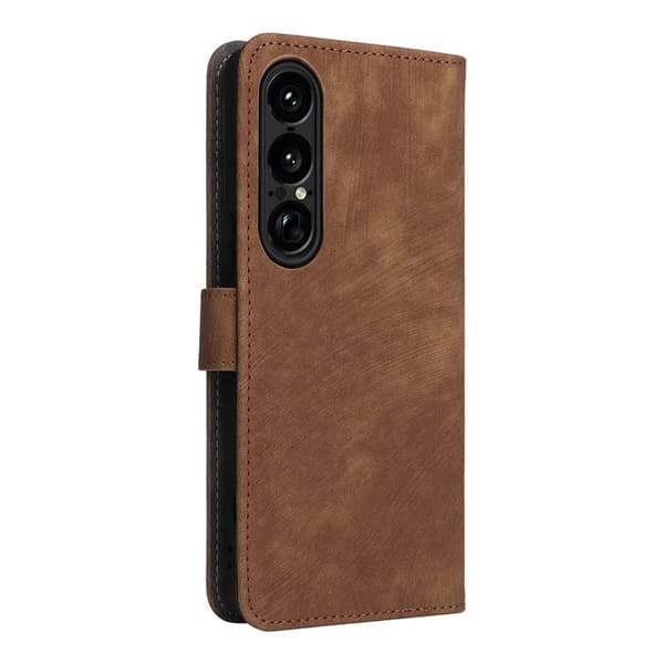 Sony Xperia 1 VII Plånboksfodral RFID Kickstand med rem - Brun Brun