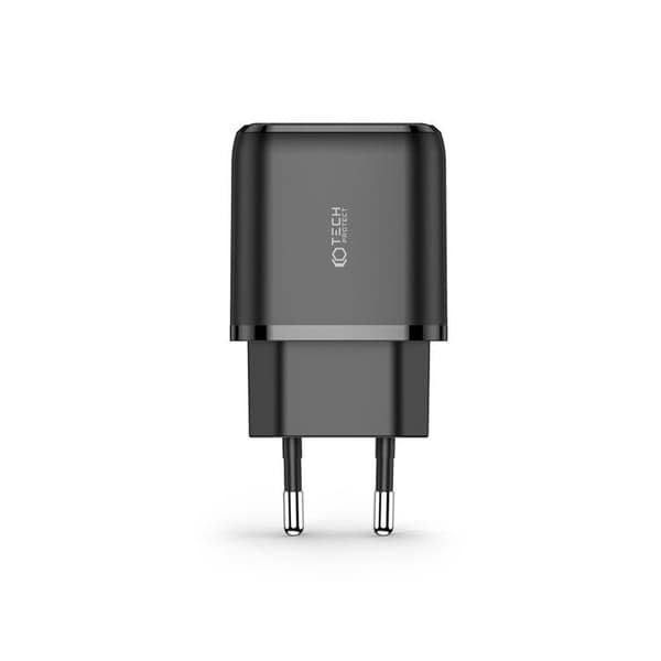 Tech-Protect C20W 2-Portin verkkolaite PD20W/QC3.0 - Musta Svart